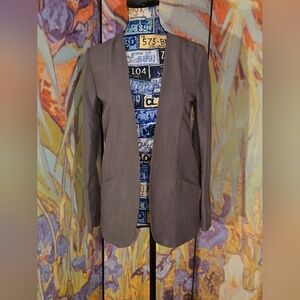 H&M Open-Front Women's Blazer With Side Pockets Jacket in Taupe Size 4
